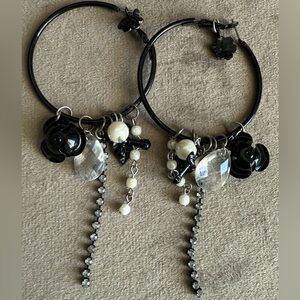 Elegant Black and Silver Hoop Earrings